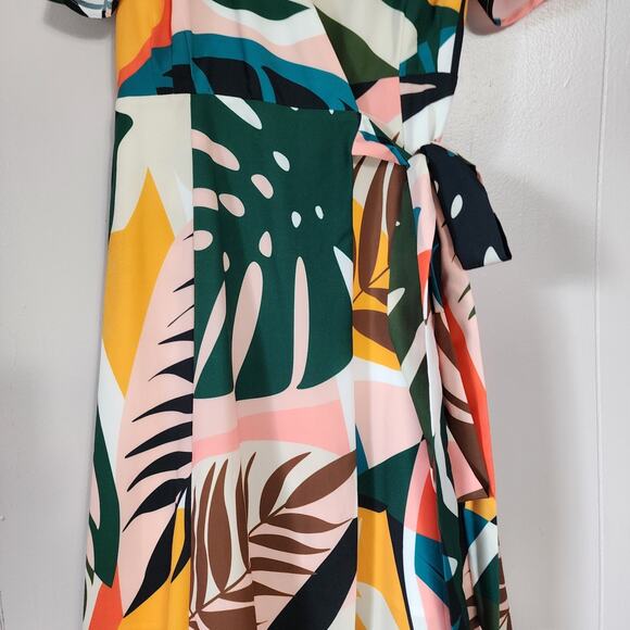 Farm Rio Look Hutch Kiera Tropical Print Wrap Maxi Dress XS - Picture 4 of 16